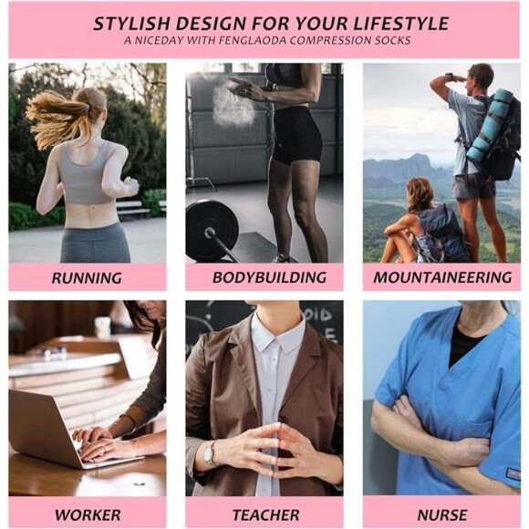 Compression Socks Women Men 4 Pairs, Knee High Support Socks for - Picture 5 of 6